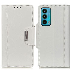 Leather Case Stands Flip Cover Holder M01L for Motorola Moto Edge 20 5G White