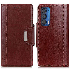 Leather Case Stands Flip Cover Holder M01L for Motorola Moto Edge (2021) 5G Brown