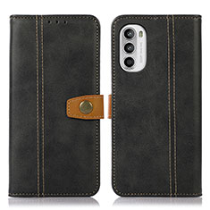 Leather Case Stands Flip Cover Holder M01L for Motorola Moto Edge (2022) 5G Black