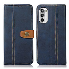 Leather Case Stands Flip Cover Holder M01L for Motorola Moto Edge (2022) 5G Blue