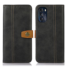 Leather Case Stands Flip Cover Holder M01L for Motorola Moto G 5G (2022) Black