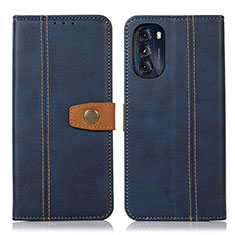 Leather Case Stands Flip Cover Holder M01L for Motorola Moto G 5G (2022) Blue