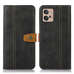 Leather Case Stands Flip Cover Holder M01L for Motorola Moto G32 Black