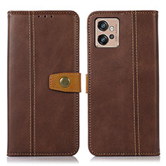 Leather Case Stands Flip Cover Holder M01L for Motorola Moto G32 Brown