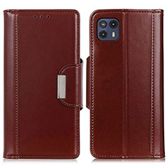 Leather Case Stands Flip Cover Holder M01L for Motorola Moto G50 5G Brown