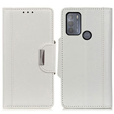 Leather Case Stands Flip Cover Holder M01L for Motorola Moto G50 White