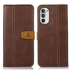 Leather Case Stands Flip Cover Holder M01L for Motorola MOTO G52 Brown