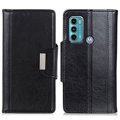 Leather Case Stands Flip Cover Holder M01L for Motorola Moto G60 Black