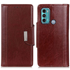 Leather Case Stands Flip Cover Holder M01L for Motorola Moto G60 Brown