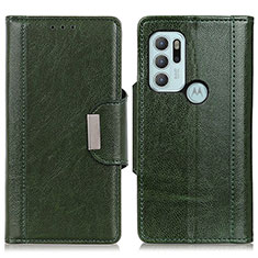 Leather Case Stands Flip Cover Holder M01L for Motorola Moto G60s Green