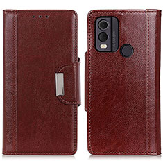 Leather Case Stands Flip Cover Holder M01L for Nokia C22 Brown