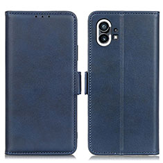 Leather Case Stands Flip Cover Holder M01L for Nothing Phone 1 Blue