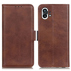 Leather Case Stands Flip Cover Holder M01L for Nothing Phone 1 Brown
