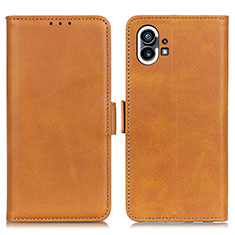 Leather Case Stands Flip Cover Holder M01L for Nothing Phone 1 Light Brown