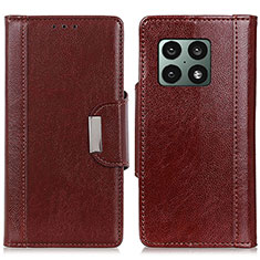 Leather Case Stands Flip Cover Holder M01L for OnePlus 10 Pro 5G Brown