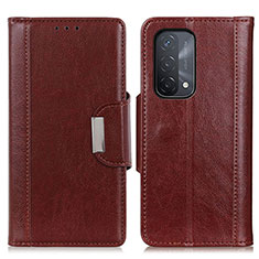 Leather Case Stands Flip Cover Holder M01L for OnePlus Nord N200 5G Brown