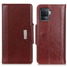 Leather Case Stands Flip Cover Holder M01L for Oppo F19 Pro Brown