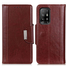 Leather Case Stands Flip Cover Holder M01L for Oppo Reno5 Z 5G Brown