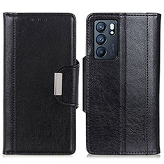 Leather Case Stands Flip Cover Holder M01L for Oppo Reno6 5G Black