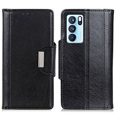 Leather Case Stands Flip Cover Holder M01L for Oppo Reno6 Pro 5G India Black