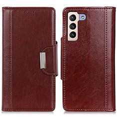 Leather Case Stands Flip Cover Holder M01L for Samsung Galaxy S21 FE 5G Brown