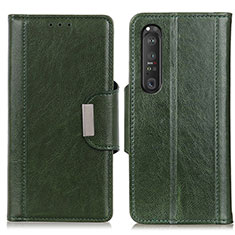 Leather Case Stands Flip Cover Holder M01L for Sony Xperia 1 III Green