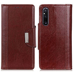 Leather Case Stands Flip Cover Holder M01L for Sony Xperia 1 V Brown