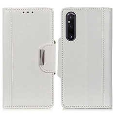 Leather Case Stands Flip Cover Holder M01L for Sony Xperia 1 V White