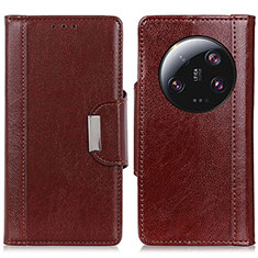 Leather Case Stands Flip Cover Holder M01L for Xiaomi Mi 13 Ultra 5G Brown