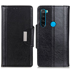 Leather Case Stands Flip Cover Holder M01L for Xiaomi Redmi Note 8 (2021) Black