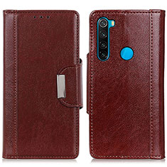 Leather Case Stands Flip Cover Holder M01L for Xiaomi Redmi Note 8 (2021) Brown