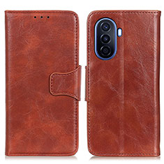 Leather Case Stands Flip Cover Holder M02L for Huawei Nova Y70 Brown