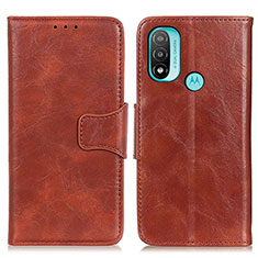 Leather Case Stands Flip Cover Holder M02L for Motorola Moto E20 Brown