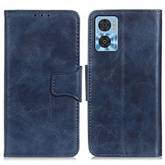 Leather Case Stands Flip Cover Holder M02L for Motorola Moto E22 Blue