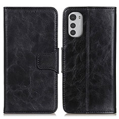 Leather Case Stands Flip Cover Holder M02L for Motorola Moto E32 Black
