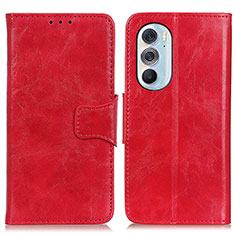 Leather Case Stands Flip Cover Holder M02L for Motorola Moto Edge Plus (2022) 5G Red