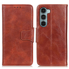Leather Case Stands Flip Cover Holder M02L for Motorola Moto Edge S30 5G Brown