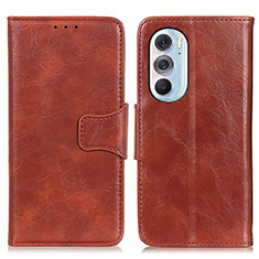 Leather Case Stands Flip Cover Holder M02L for Motorola Moto Edge X30 5G Brown