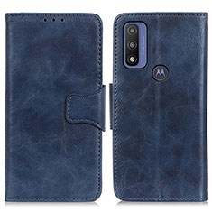 Leather Case Stands Flip Cover Holder M02L for Motorola Moto G Pure Blue