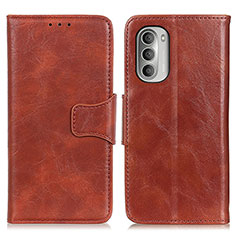 Leather Case Stands Flip Cover Holder M02L for Motorola Moto G Stylus 2022 4G Brown