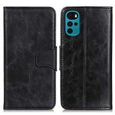 Leather Case Stands Flip Cover Holder M02L for Motorola Moto G22 Black