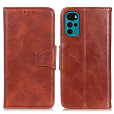 Leather Case Stands Flip Cover Holder M02L for Motorola Moto G22 Brown