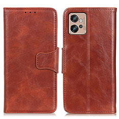 Leather Case Stands Flip Cover Holder M02L for Motorola Moto G32 Brown