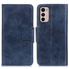 Leather Case Stands Flip Cover Holder M02L for Motorola Moto G42 Blue