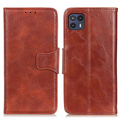 Leather Case Stands Flip Cover Holder M02L for Motorola Moto G50 5G Brown