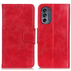 Leather Case Stands Flip Cover Holder M02L for Motorola Moto G62 5G Red