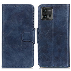 Leather Case Stands Flip Cover Holder M02L for Motorola Moto G72 Blue
