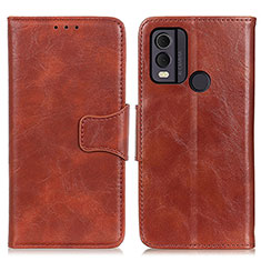 Leather Case Stands Flip Cover Holder M02L for Nokia C22 Brown
