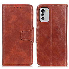 Leather Case Stands Flip Cover Holder M02L for Nokia G60 5G Brown