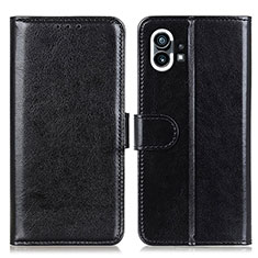 Leather Case Stands Flip Cover Holder M02L for Nothing Phone 1 Black